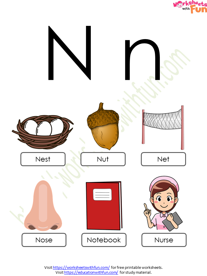 English Preschool Alphabet (Letter 'N') Concept